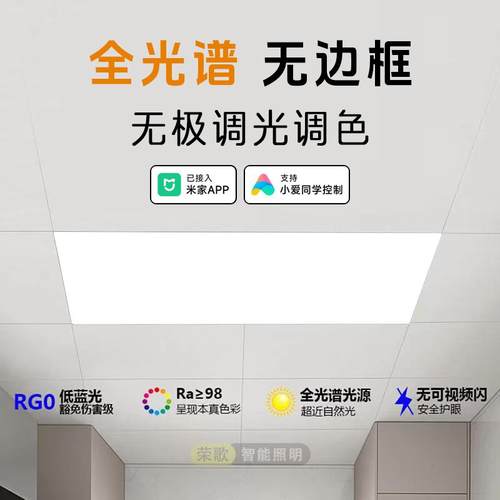 接入米家无边框平板灯300*600集成吊顶灯厨房智能调光调色厨卫灯 - 图2