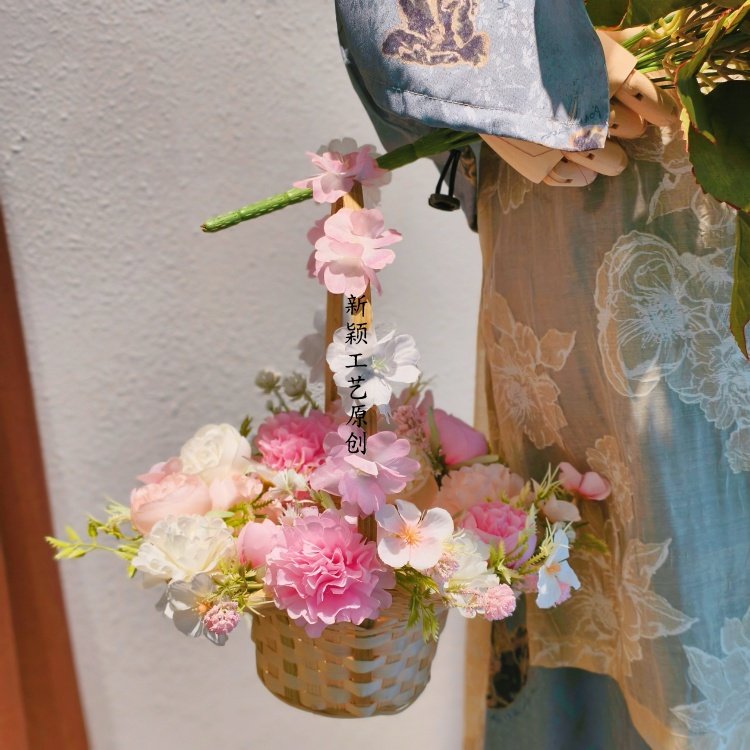 簪花篮悦花朝舞蹈汉服花篮道具摄影古风舞蹈拍摄花篮田园小花篮,淘宝优惠券,粉丝福利购,淘宝优惠卷