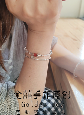 天然白水晶红玛瑙通体925泰国手工银小众精致叠戴高颜值手链手串