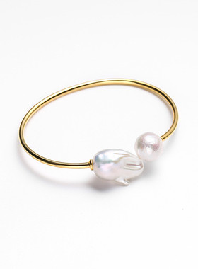 925银气质巴洛克珍珠手镯女2024