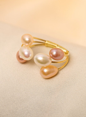 淡水珍珠开口可调节戒指时尚设计