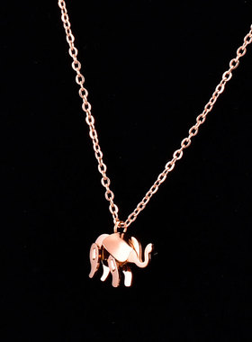 AL129设计吉祥小象大象拼接玩具几何特色项链锁骨链量大从优