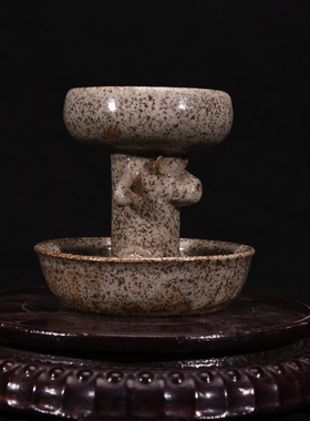 大唐邢窑定窑土定老鼠顶灯油灯