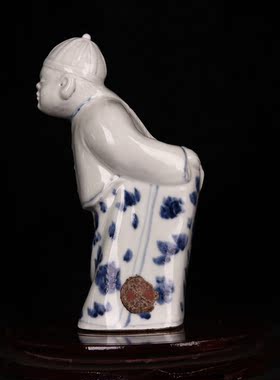 大清光绪年制青花初吻人之初瓷雕