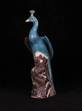 建国初期孔雀蓝釉孔雀外销回流瓷雕