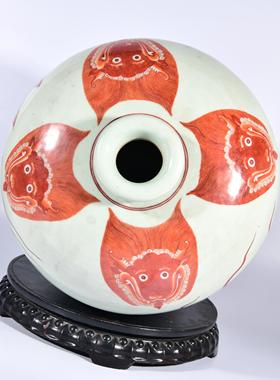 大明永乐年制矾红鱼化龙摩羯纹梅瓶