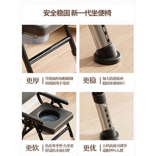 老人座便器移动马桶凳孕妇家用结实折叠厕所神器便携老年人坐便椅 - 图0
