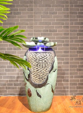 中式风仿古假山流水树脂工艺品