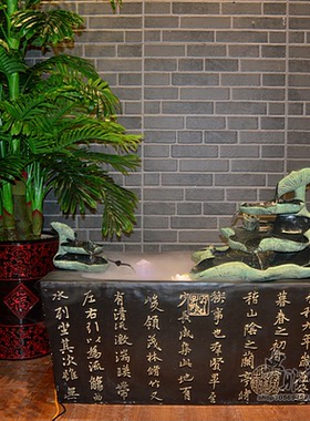 工艺新中式风景观鱼缸喷泉装饰品