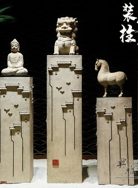 工艺复古会所祥云徽派摆件装饰柱