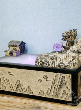 中式风鱼池加湿器流水摆件