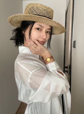 轻奢小众设计感真皮手环黄铜镀金美拉德色系女时尚百搭简约风手镯