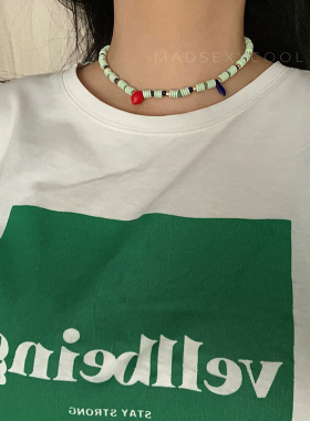 琉璃彩色手工串珠项链爱心磁吸扣