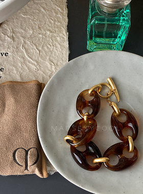 女树脂琥珀美拉德色系猪鼻子手链