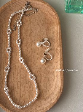 法式花朵珍珠项链女高级锁骨链