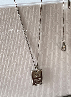 韩国钛钢字母钢印字方牌项链