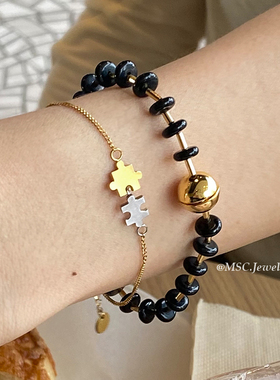 法式轻奢黑玛瑙串珠手链