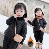 Стеганый пуховик для девочек, утепленный комплект, в корейском стиле, детская одежда, коллекция 2021