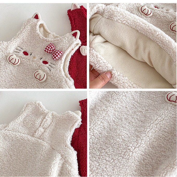 拉果拉女童羊羔绒加厚背心裙针织衫套装宝宝圣诞周岁礼服裙拜年服,淘宝优惠券,粉丝福利购,淘宝优惠卷