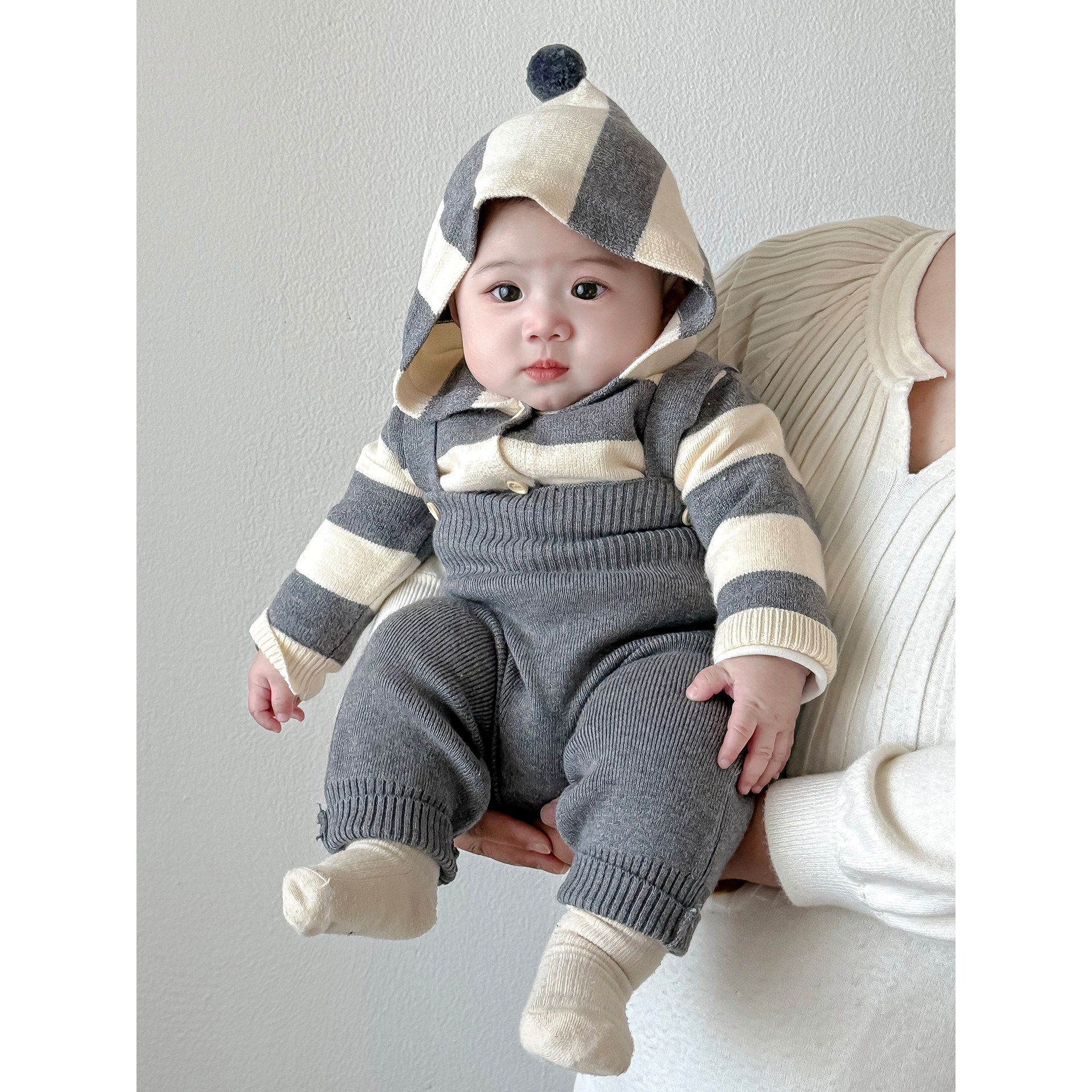 拉果拉小月龄男宝宝衣服秋装男童针织衫潮帅气时髦条纹开衫背带裤,淘宝优惠券,粉丝福利购,淘宝优惠卷