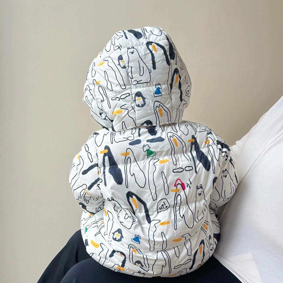 拉果拉婴儿冬装三防羽绒服连体衣秋冬宝宝连帽外出服雪人外套抱衣 - 图2