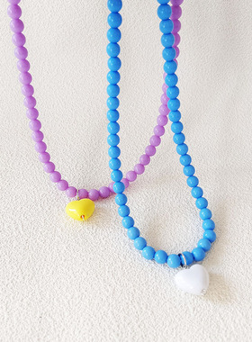 爱心吊坠高级感锁骨颈链配饰女