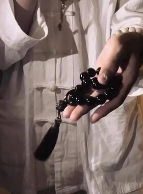 爆款琉璃黑曜石手持绕指柔手串静心古风把玩件男女闺蜜款学生配饰