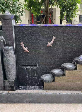 现代简约中式石材流水摆件工程装饰庭院花园园林家饰落地工艺品