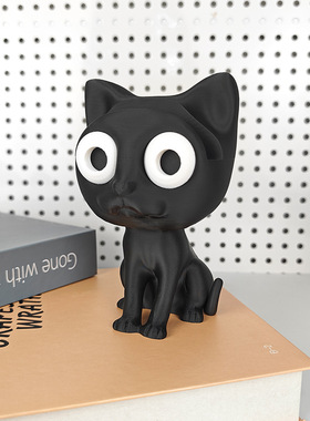 可爱猫咪眼镜架3D打印猫形眼镜架黑色猫咪塑料桌面眼镜支架摆件