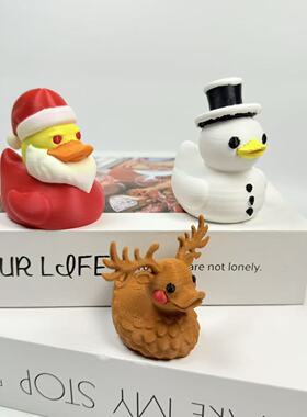 跨境新品3d打印鸭鸭家族手办摆件圣诞节礼物雪人鸭驯鹿鸭圣诞鸭