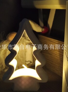 跨境爆款3D打印简约镂空圣诞树烛台摆件圣诞节日氛围感装饰品摆饰