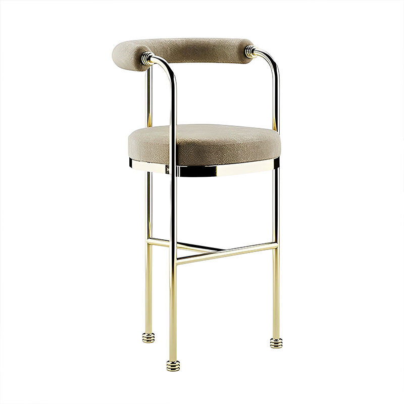 意式轻奢吧台椅简约现代设计师不锈钢款高脚凳花纹布艺前台接待椅,淘宝优惠券,粉丝福利购,淘宝优惠卷
