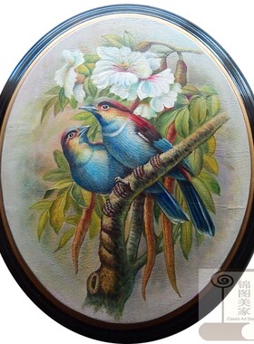 欧式复古做旧板画植物花卉油画