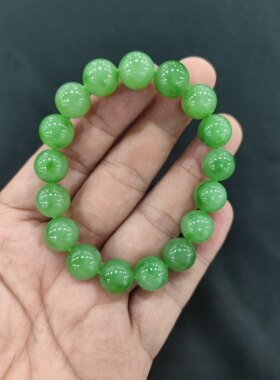 手串冰底苹果绿手串无裂无纹质地细腻12毫米圆珠手串
