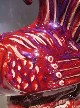 孔家钧窑吉祥摆件室上大吉