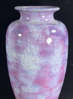 钧瓷花瓶摆件客厅插花装饰品孔家钧窑紫藤春花釉富贵瓶蚯蚓走泥纹