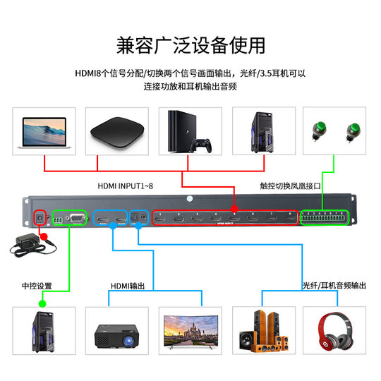 Automatic recognition switcher Youting eight in and two out audio