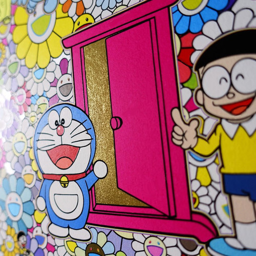 工作室客厅挂画潮流潮画 动漫卡通机器猫装饰画村上隆版画哆啦A梦 - 图2