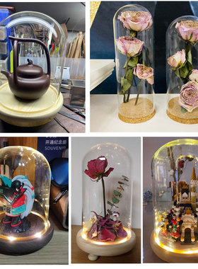 ins风玻璃罩防尘商业展示永生花