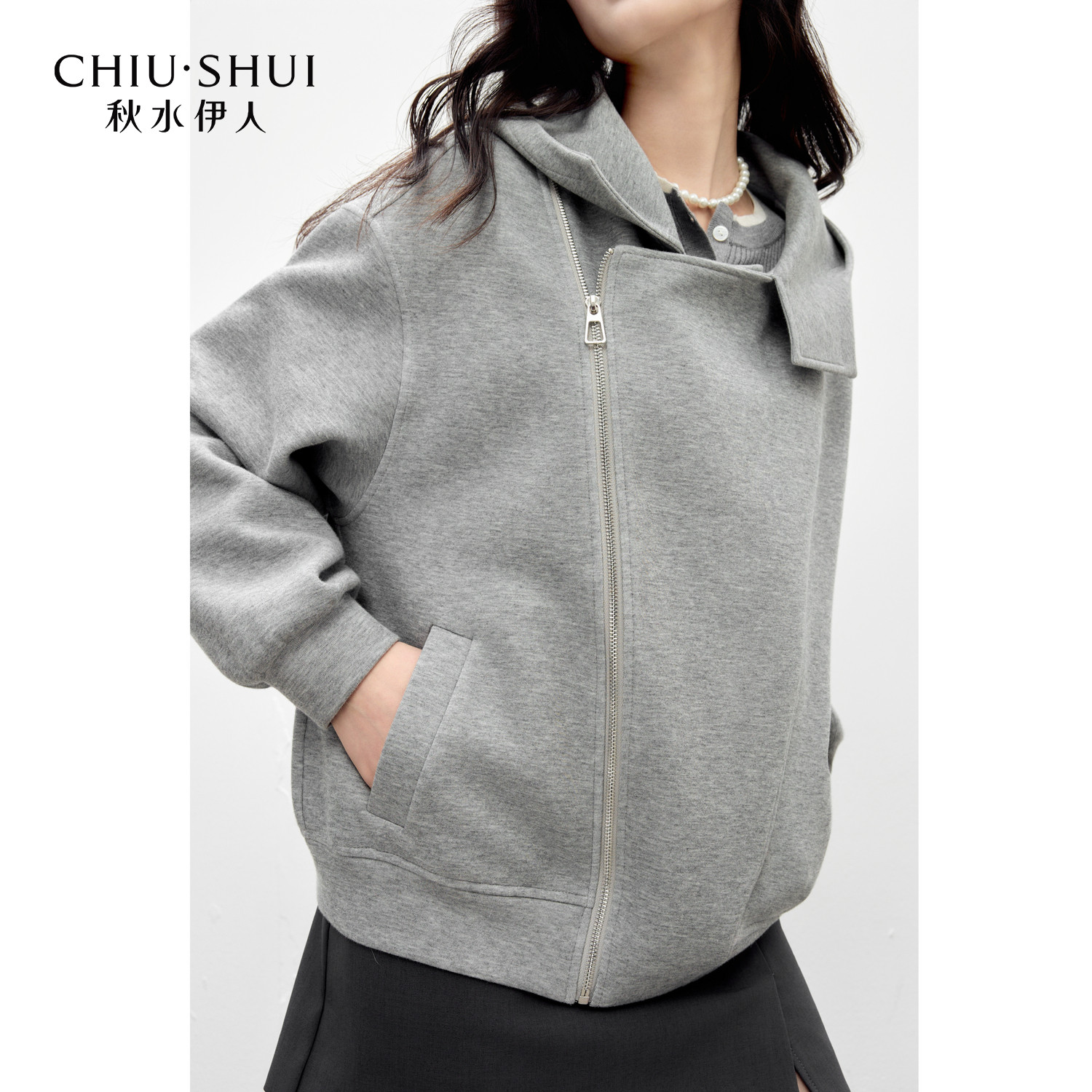 秋水伊人时尚连帽气质简约短外套2026年春季新款女休闲风日常上衣,淘宝优惠券,粉丝福利购,淘宝优惠卷