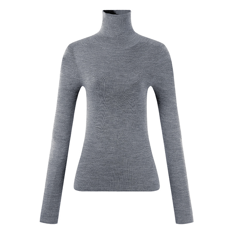 秋水伊人100%绵羊毛高领针织衫2025年冬新款女简约百搭修身打底衫