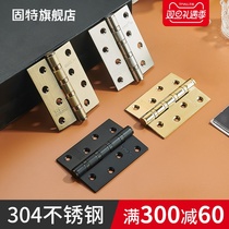 Solid 304 stainless steel ball bearing wood door flat open hinge thickened house door hinge 4 inch mute