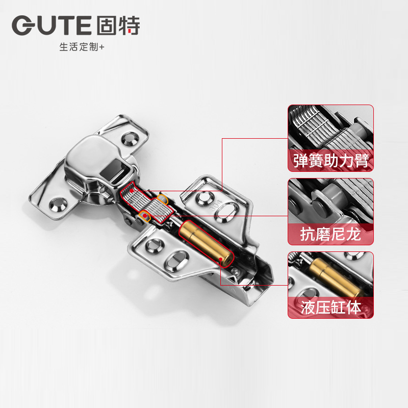 固特铰链304不锈钢阻尼液压缓冲弹簧合页飞机合叶橱柜门五金折叠 - 图1