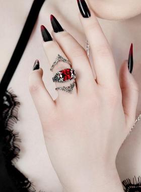 RESTYLE暗黑哥特红宝石戒指