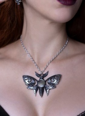 Alchemy LUNAR MOTH P974 新月 暗黑复古哥特风月球飞蛾吊坠项链