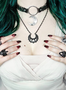 东欧哥特残月新月摇滚皮朋克颈带