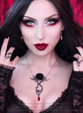 英国A牌暗黑哥特亚文化玫瑰项链