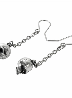 Alchemy Gothic E364 DEADSKULL 暗黑哥特风锡质无下颌骷髅头耳环