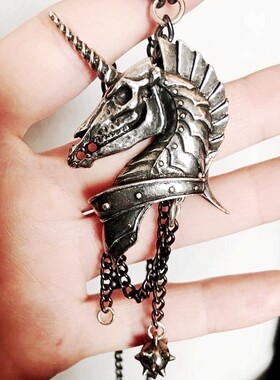 英国A牌独角兽骷髅朋克风项链