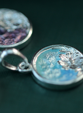 纯银高温珐琅波斯菊吊坠